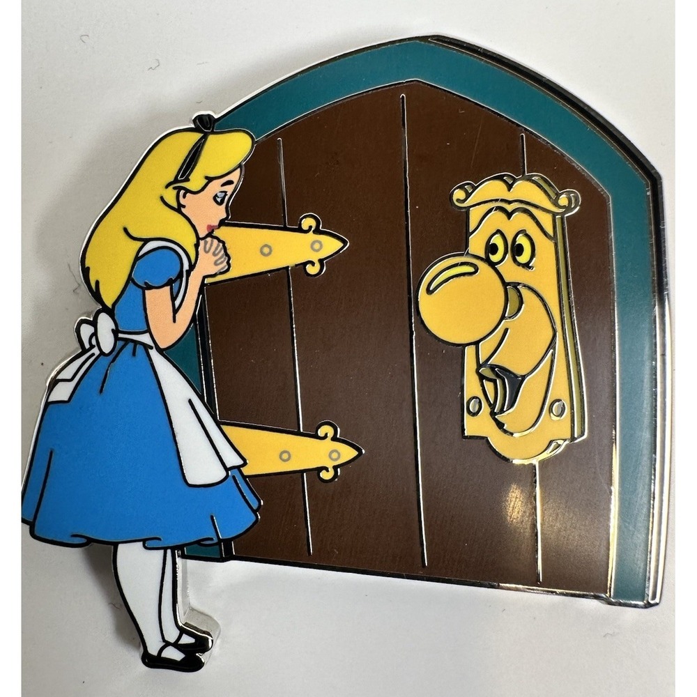Disney Parks Alice In Wonderland Door Knob Hinged Pin Silver Tone